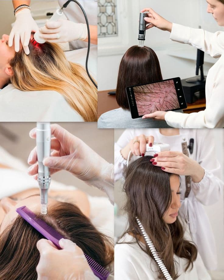 Scalp and hair restoration clinic equipment at Crown Celebrity Aesthetic